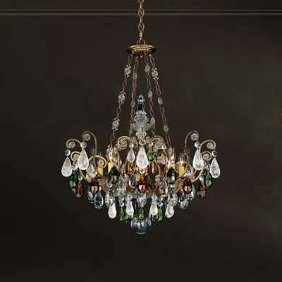 Schonbek Renaissance Rock Crystal 8 Light 26.5in X 35in Pendant In Black With Amethyst And Black Diamond Heri In Gold
