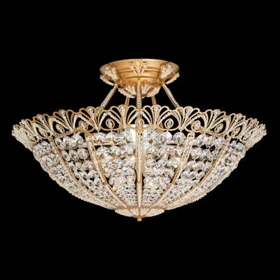 Schonbek Rivendell  30in X 19.5in Semi-flush Mount With Radiance Crystal In Heirloom Gold