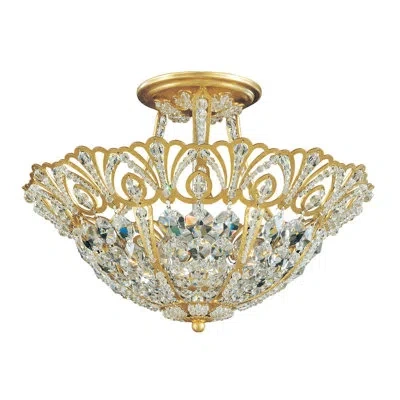 Schonbek Rivendell 5 Light 15in X 10.5in Semi-flush Mount In Heirloom Gold With Clear Radiance Crystals