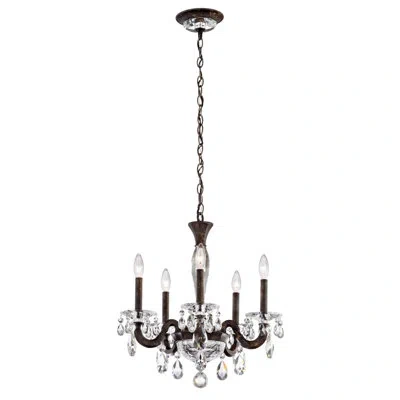 Schonbek San Marco 5 - Light Candle Chandelier With Crystal Accents In Heirloom Gold