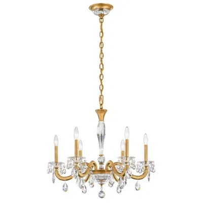 Schonbek San Marco 6 - Light Candle Chandelier With Crystal Accents In Heirloom Gold