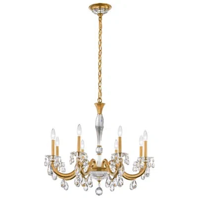 Schonbek San Marco 8 - Light Candle Chandelier With Crystal Accents In Heirloom Gold