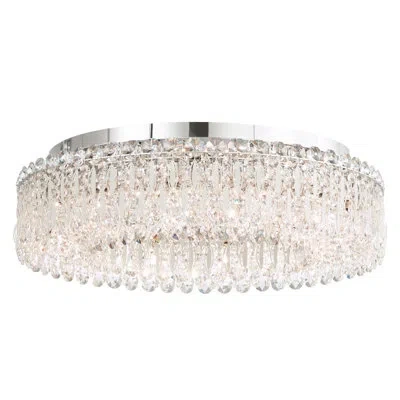 Schonbek Sarella 12 Light 24in Round Flushmount In White With Clear Heritage Handcut Crystals In Silver