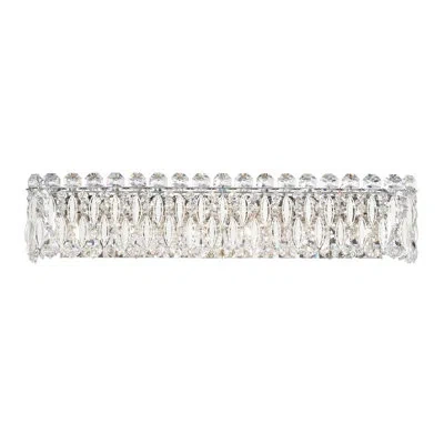 Schonbek Sarella 6 Light 26in Bathroom Vanity & Wall Sconce In White With Clear Heritage Handcut Crystals