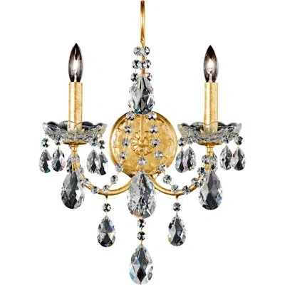 Schonbek Sonatina 2-light Candle Wall Light In Aurelia,swarovski Elements Clear