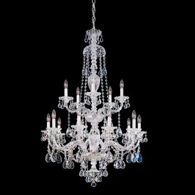 Schonbek Sterling 15-light Candle Style Tiered Chandelier In Silver,spectra Crystal Clear