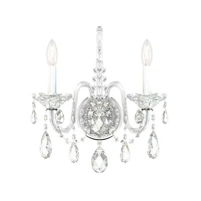 Schonbek Sterling 2 - Light Candle Wall Light In Silver,spectra Crystal Clear