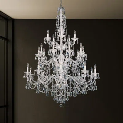 Schonbek Sterling 25 Light 45in X 61in Three-tier Chandelier In Silver With Clear Heritage Handcut Crystals In White