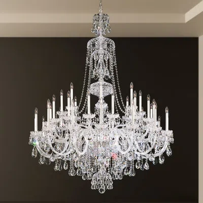 Schonbek Sterling 40 Light 60in X 76in Chandelier In Silver With Clear Heritage Handcut Crystals In White
