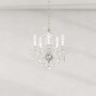 Schonbek Sterling 5 Light 16in X 18in Chandelier In Silver With Clear Heritage Handcut Crystals
