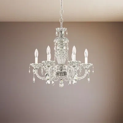 Schonbek Sterling 6 Light 21in X 22.5in Chandelier In Silver With Clear Heritage Handcut Crystals