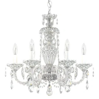 Schonbek Sterling 6-light Candle Style Classic / Traditional Chandelier With Crystal Accents In Silver,spectra Crystal Clear