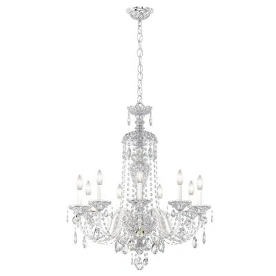 Schonbek Sterling 9 Light 27in X 31in Chandelier In Silver With Clear Heritage Handcut Crystals