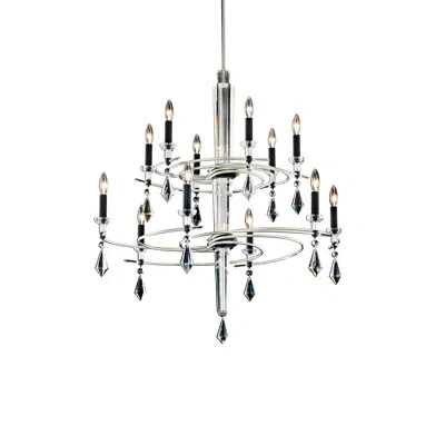 Schonbek Tempest 12 Light Crystal Led Chandelier In Soft Gold,black
