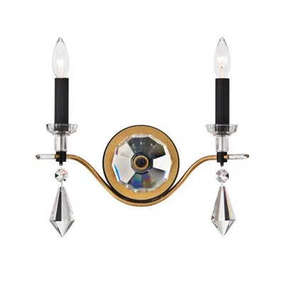 Schonbek Tempest 2 Light Crystal Led Wall Sconce In Black,soft Gold