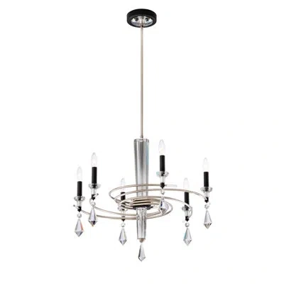Schonbek Tempest 6 Light Crystal Chandelier In Black,soft Gold
