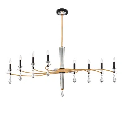 Schonbek Tempest 8 Light Crystal Linear Chandelier In Black,soft Gold