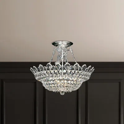 Schonbek Trilliane 10 Light 24in X 19in Semi-flush Mount In Silver With Clear Heritage Handcut Crystals