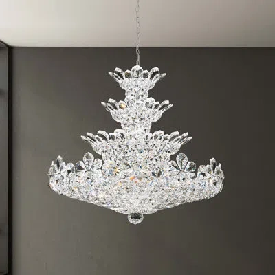 Schonbek Trilliane 30 Light 30in X 27in Four-tier Chandelier In Silver With Clear Heritage Handcut Crystals In Transparent