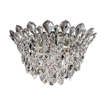 Schonbek Trilliane Strands 4 Light 17in X 10.5in Flush Mount In Polished Stainless Steel With Clear Heritage  In Transparent