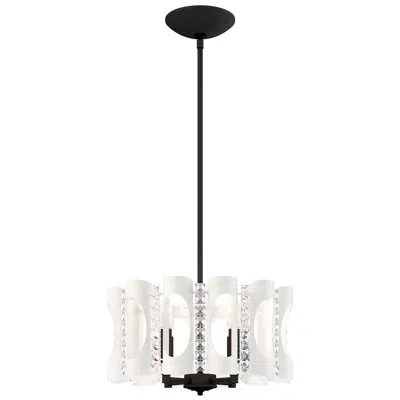 Schonbek Twilight 4 Light 18in X 8.5in Pendant In White With Clear Optic Crystals