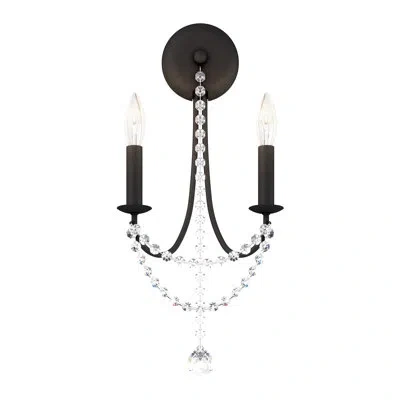 Schonbek Verdana 2 - Light Dimmable Candle Wall Light In Black