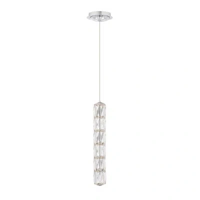 Schonbek Verve Led 1 Light Crystal Mini Pendant In Stainless Steel