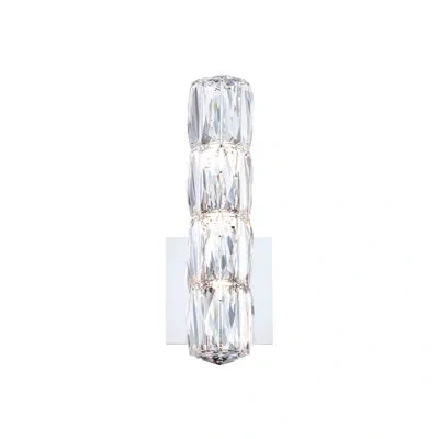 Schonbek Verve Led 1 Light Crystal Wall Sconce In Polished Stainless Steel