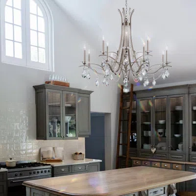 Schonbek Vesca 12 Light 45in X 40in Two-tier Chandelier In White With Clear Heritage Handcut Crystals In Brown