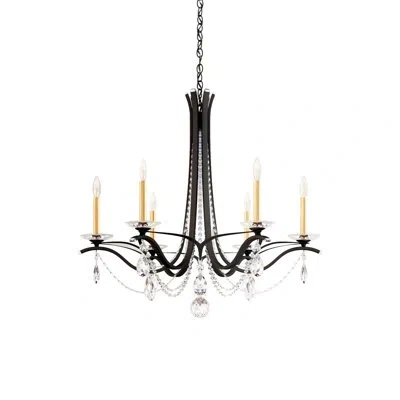 Schonbek Vesca 6 - Light Candle Style Classic Chandelier With Crystal Accents In Ferro Black,clear Heritage Crystal
