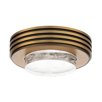 Schonbek Zircle 3"h X 8"w 1-light Crystal Flush Mount In Aged Brass