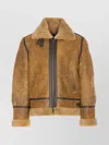 Schott Adjustable Strap Shearling Jacket Pockets In Brown
