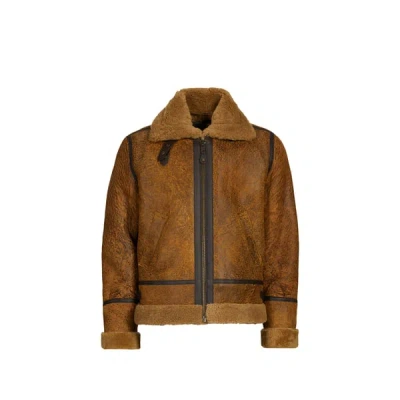 Schott Blouson Bombardier En Cuir De Mouton In Brown