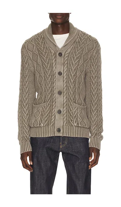 Schott Cable Knit Cardigan In Olive