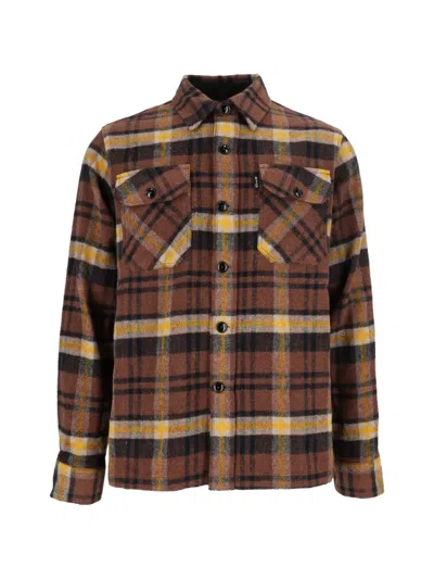 Schott Check-pattern Button-up Shirt In Brown