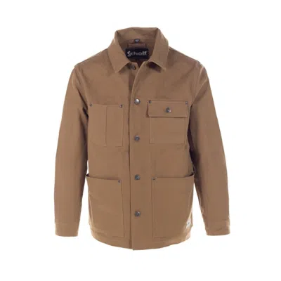 Schott Cotton Canvas Chore Jacket In Khaki In Green