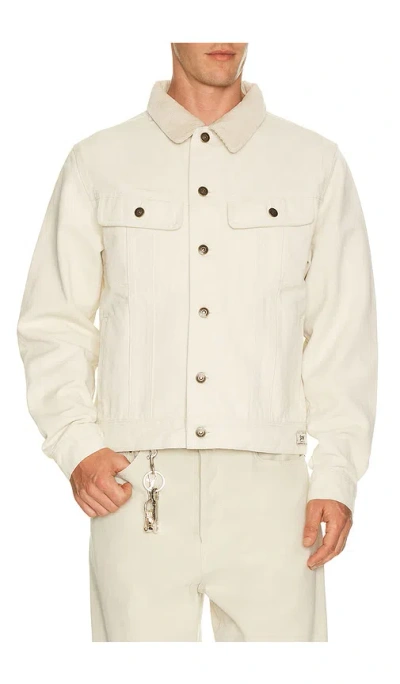 Schott Cotton Canvas Trucker Jacket In Off White