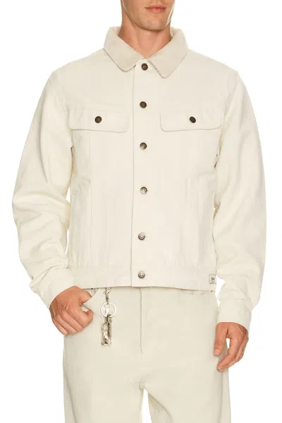 Schott Cotton Canvas Trucker Jacket In Off White