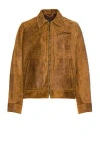 Schott Duke Unlined Rough Suede Jacket In Brown