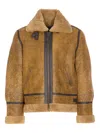 Schott Adjustable Strap Shearling Jacket Pockets In Brown