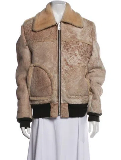 Pre-owned Schott Faux Fur Bomber Jacket In Neutrals