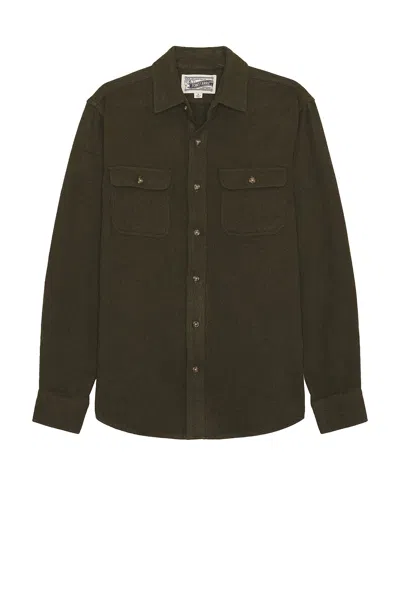 Schott Flannel Work Shirt In Olive