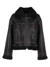 Schott Fur-collar Leather Jacket In Black