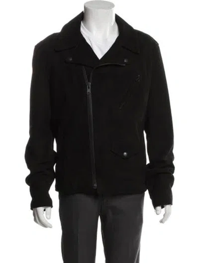 Pre-owned Schott Goat Leather Moto Jacket In Black