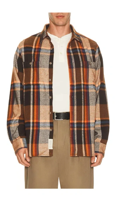 Schott Heavy Flannel Work Shirt In Sedona