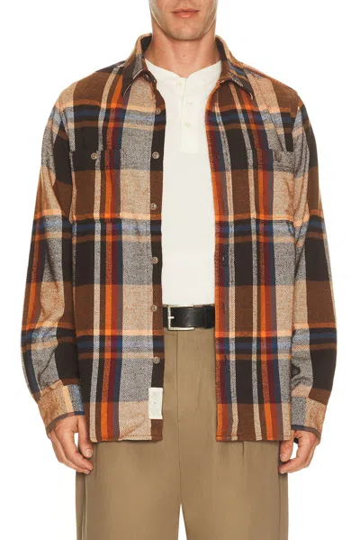 Schott Heavy Flannel Work Shirt In Sedona