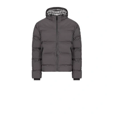 Schott Hooded Down Jacket In Gray