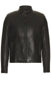 Schott Vegetable Tanned Lambskin Cafe Racer Jacket In Black