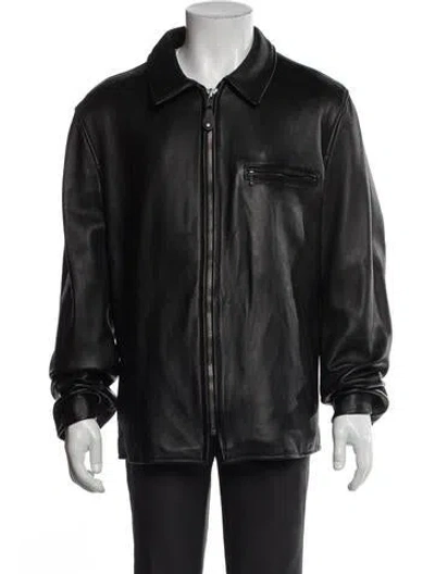Pre-owned Schott Lambskin Moto Jacket In Brown