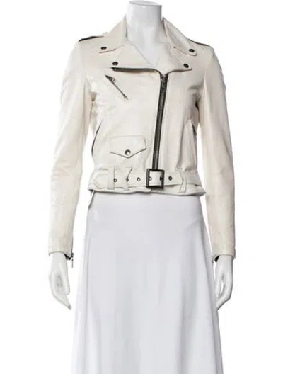 Pre-owned Schott Leather Biker Jacket In Neutral